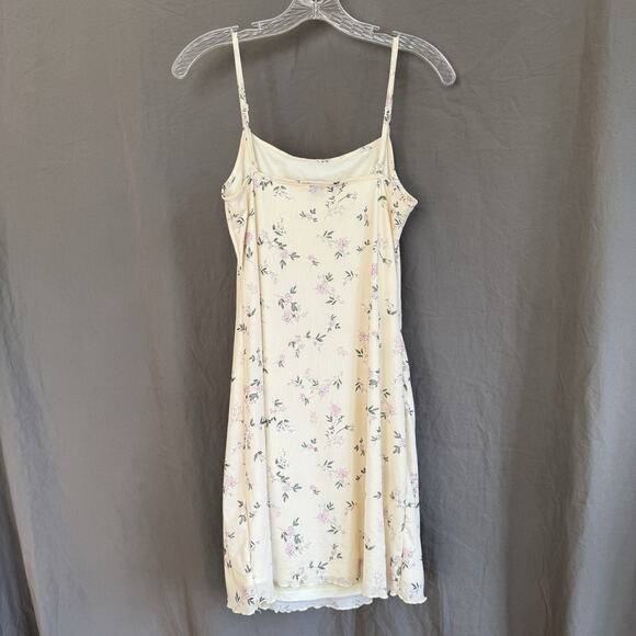 SHEIN Floral Slip Dress Light Yellow Ditsy Lettuce Hem Y2K Style Size Medium - Picture 4 of 10